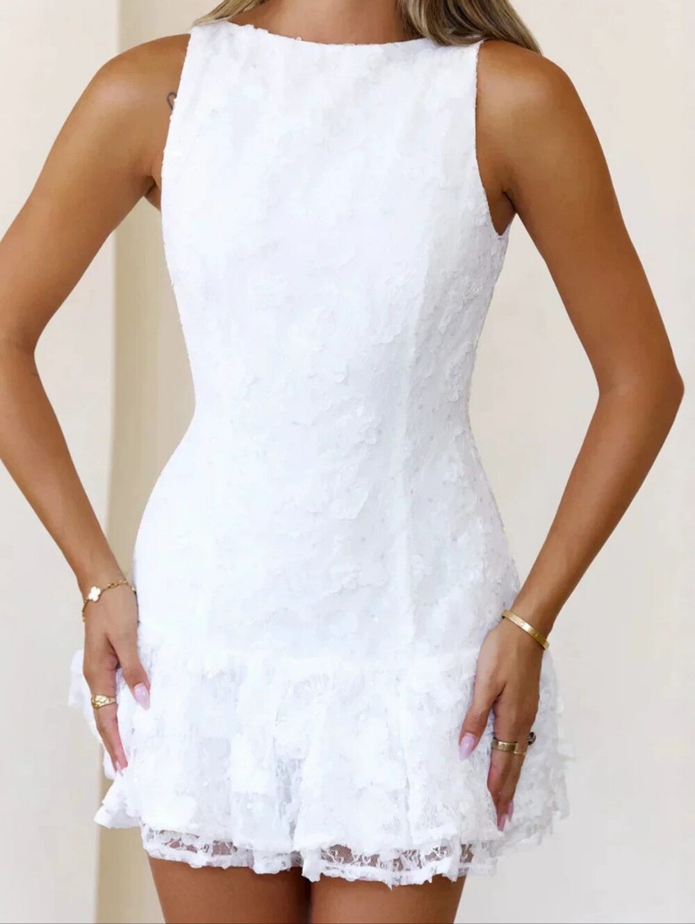 Sweet Romance White Lace Mini Dress